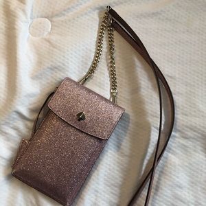 glitter north south flap phone crossbody